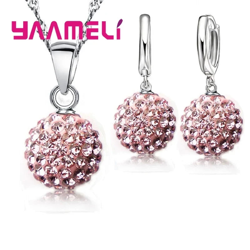 925 Sterling Silver Bridal Jewelry Set – CZ Necklace & Earrings Bridal Jewelry Set Qme
