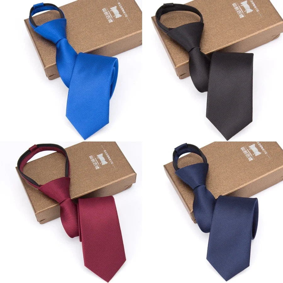 Men's Zipper Necktie – Solid Pre-Tied Lazy Tie, 11 Colors Zipper Necktie Qme