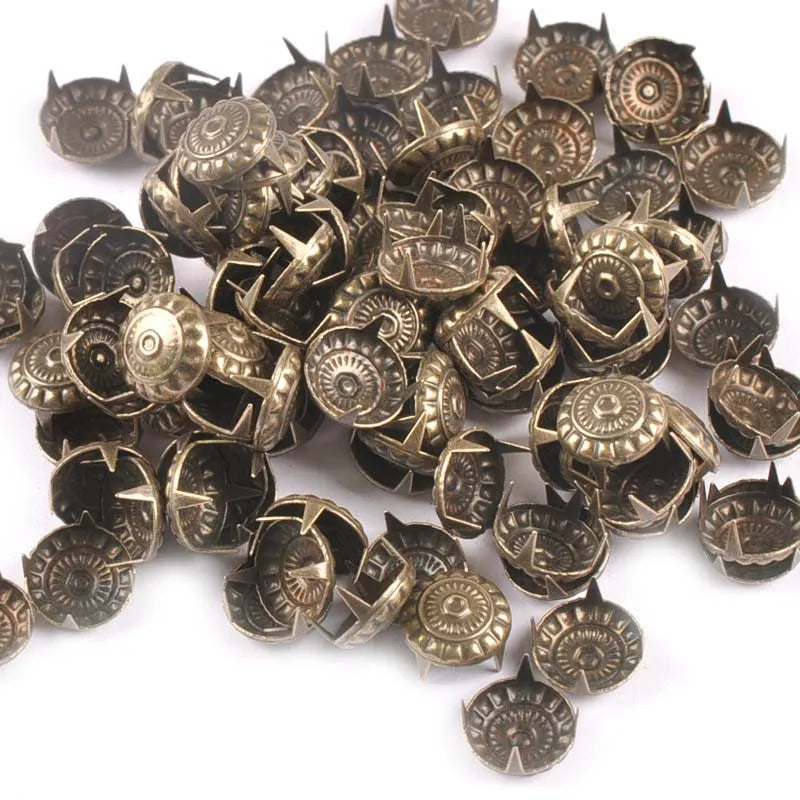 Bronze Iron Stud Spikes Brads 100pcs – Clothes & Scrapbook Embellishment Craft Embellishments Qme