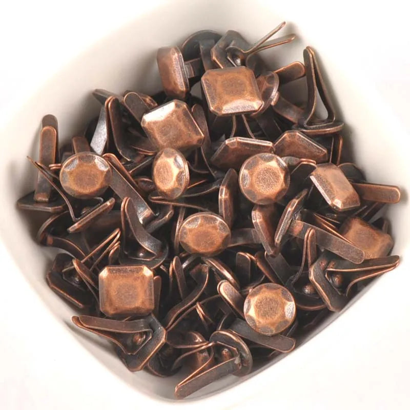 Bronze Round Square Fastener Brads – Scrapbooking DIY (10pcs) Craft Fastener Brads Qme Default Title