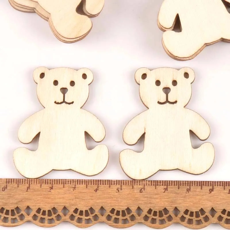 Bear Pattern Wooden Embellishments – DIY Scrapbook & Craft Decor Wooden Craft Embellishment Qme