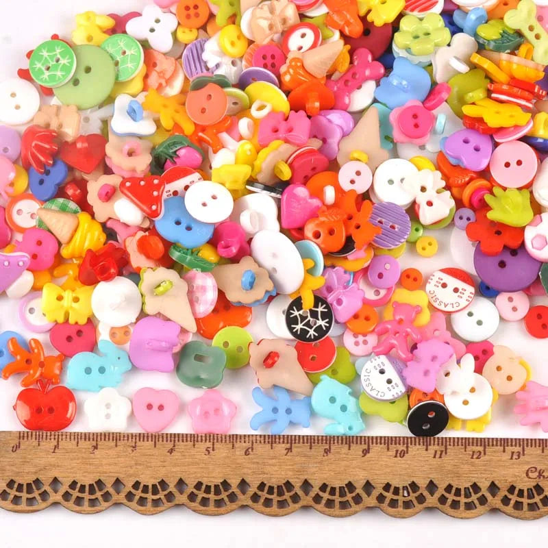 100pcs Mixed Acrylic Buttons 10–40mm | Sewing & DIY Crafts Craft Buttons Qme