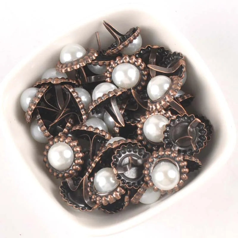 Round Pearl Brads 16x16mm Metal Rivets for Scrapbooking 20pcs Scrapbooking Brads Qme Default Title