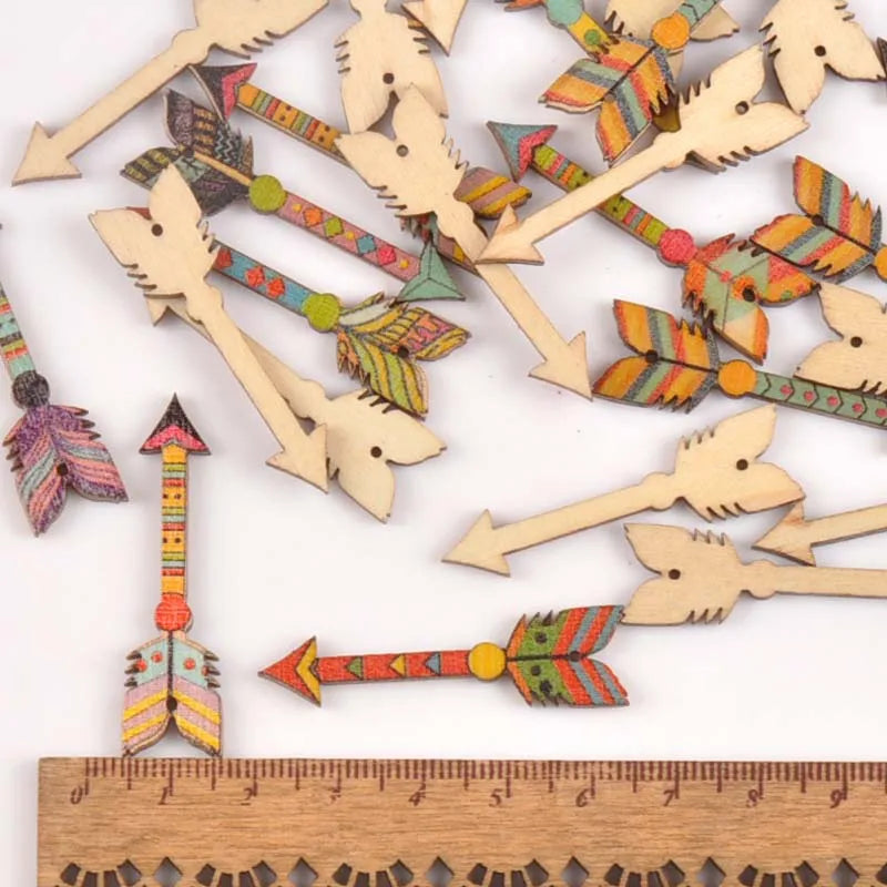 Mixed Arrow Wood Slices DIY Scrapbook Craft Ornaments 25pcs Wood Craft Embellishments Qme