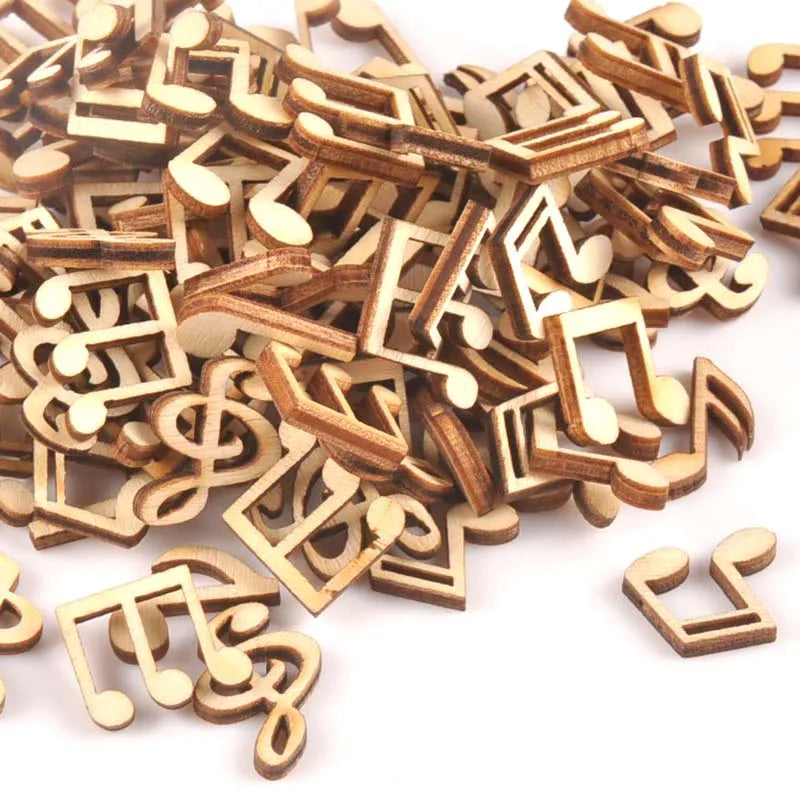 Mini Music Note Wooden Craft Ornaments for Scrapbooking – 50pcs Wooden Craft Embellishments Qme Pine