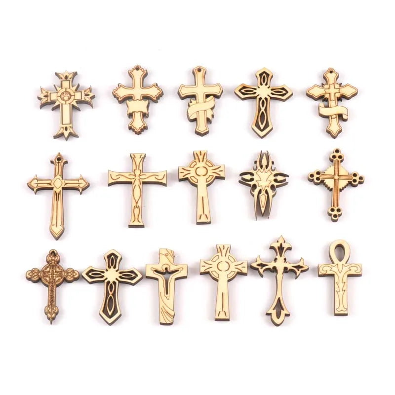 Retro Cross Wooden Ornaments – DIY Scrapbooking Crafts Wooden Craft Embellishments Qme Default Title