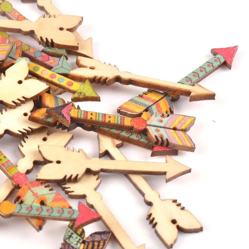 Mixed Arrow Wood Slices DIY Scrapbook Craft Ornaments 25pcs Wood Craft Embellishments Qme