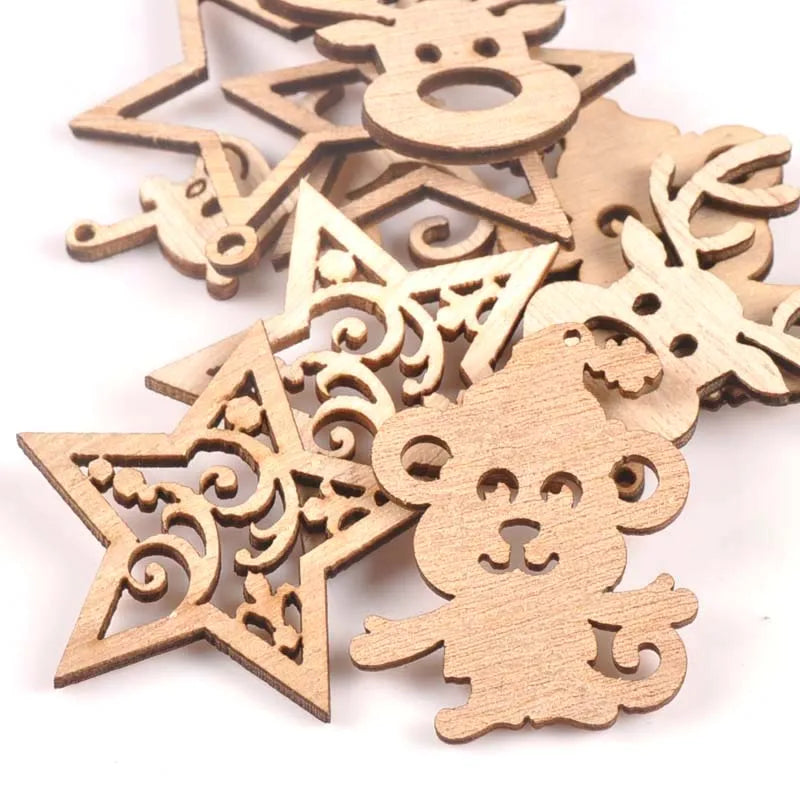 Wooden Christmas Ornaments – Reindeer Star Monkey Mix 10pcs Wooden Christmas Ornaments Qme