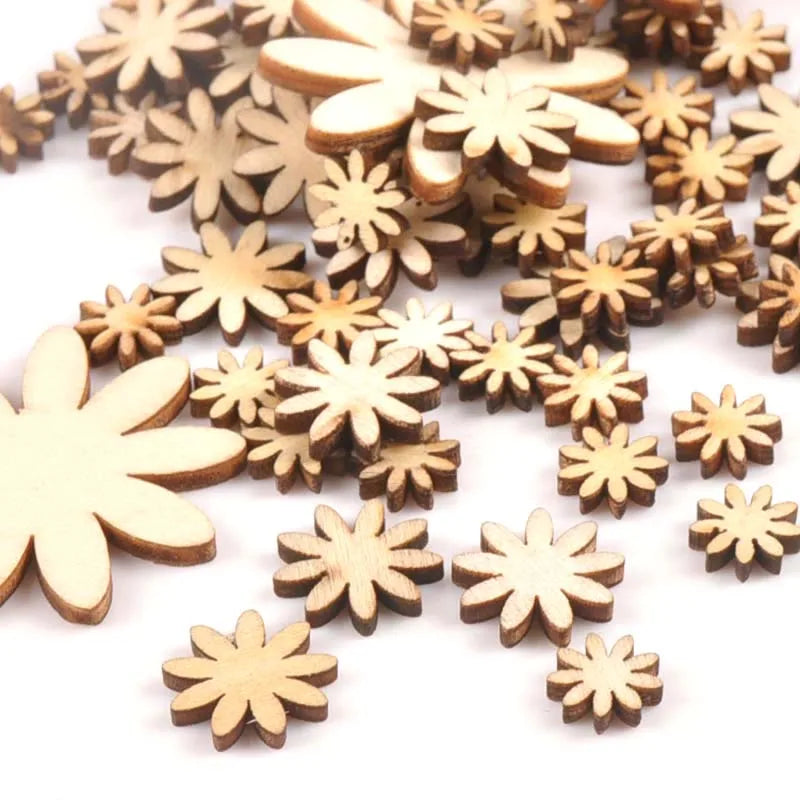 Mixed Flower Wood Slices 50pcs – DIY Crafts & Scrapbooking Wood Craft Slices Qme
