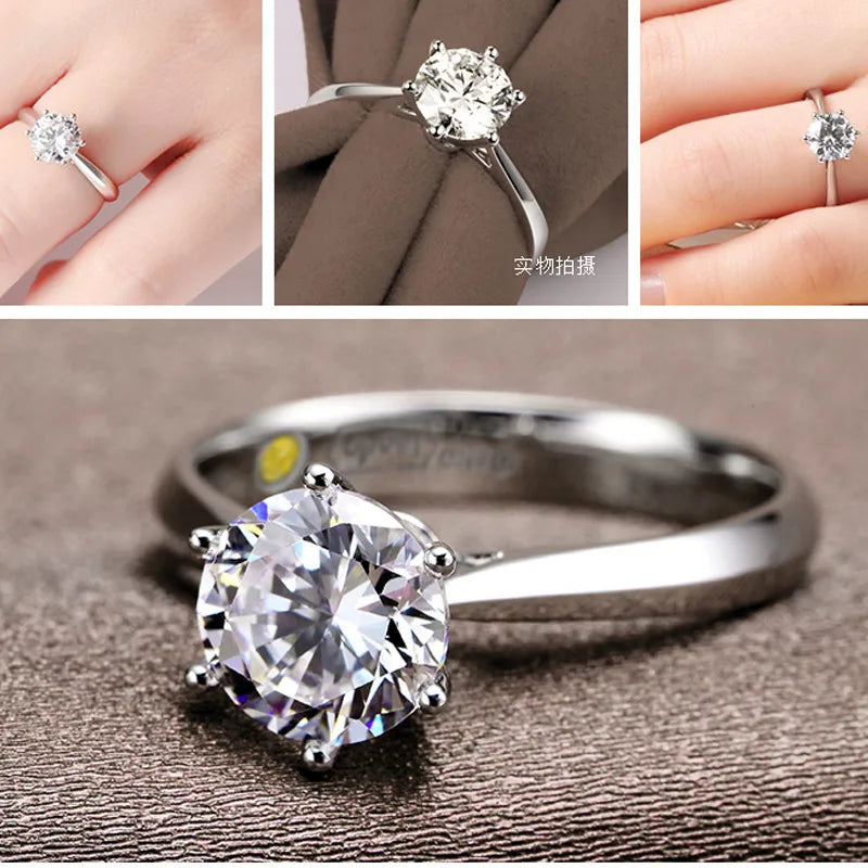 S925 Sterling Silver Austrian Crystal Wedding Ring | Men & Women Sterling Silver Ring Qme