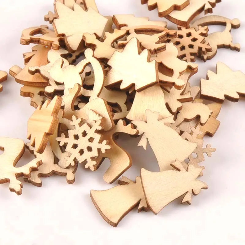 Natural Wooden Christmas Snowflake Buttons – 50pc Craft Set Craft Buttons Qme Default Title