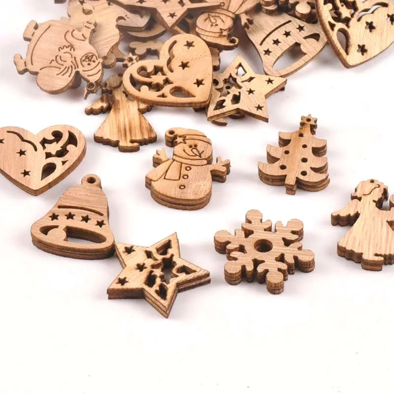 Wooden Christmas Tree Ornaments – Snow Angel & Star Pendants Christmas Ornaments Qme Default Title