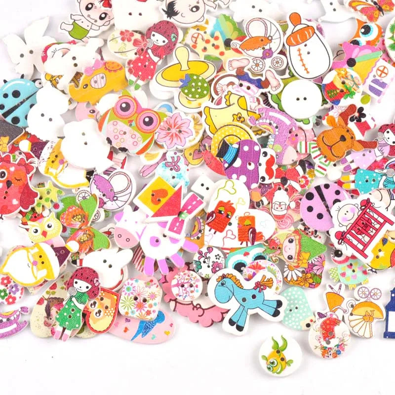 Cartoon Painted Wooden Buttons – Sewing, Crafts & Scrapbooking Wooden Craft Buttons Qme