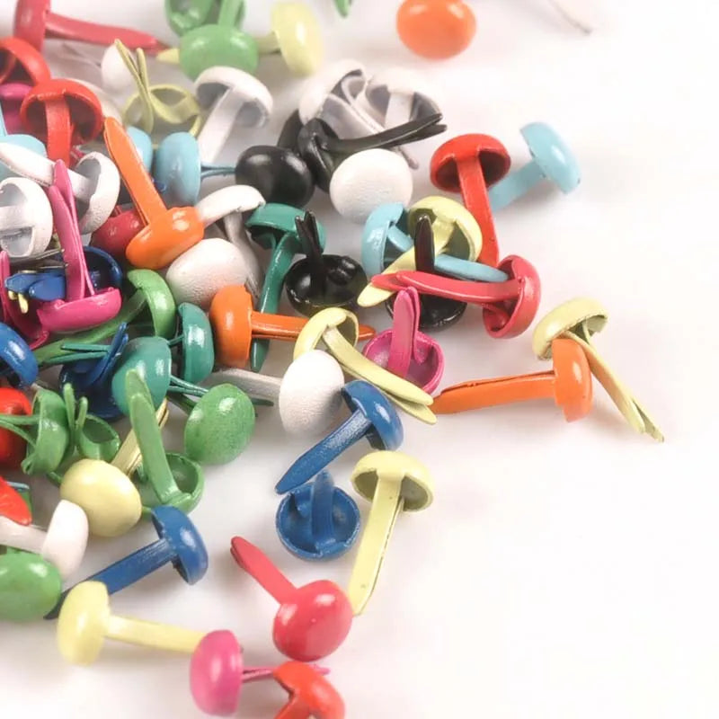 100pcs 5x10mm Round Metal Brads Rivets – DIY Scrapbooking Craft Brads & Fasteners Qme