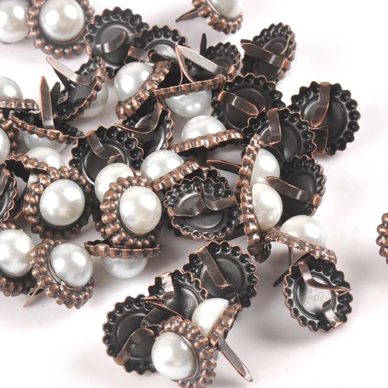 Round Pearl Brads 16x16mm Metal Rivets for Scrapbooking 20pcs Scrapbooking Brads Qme