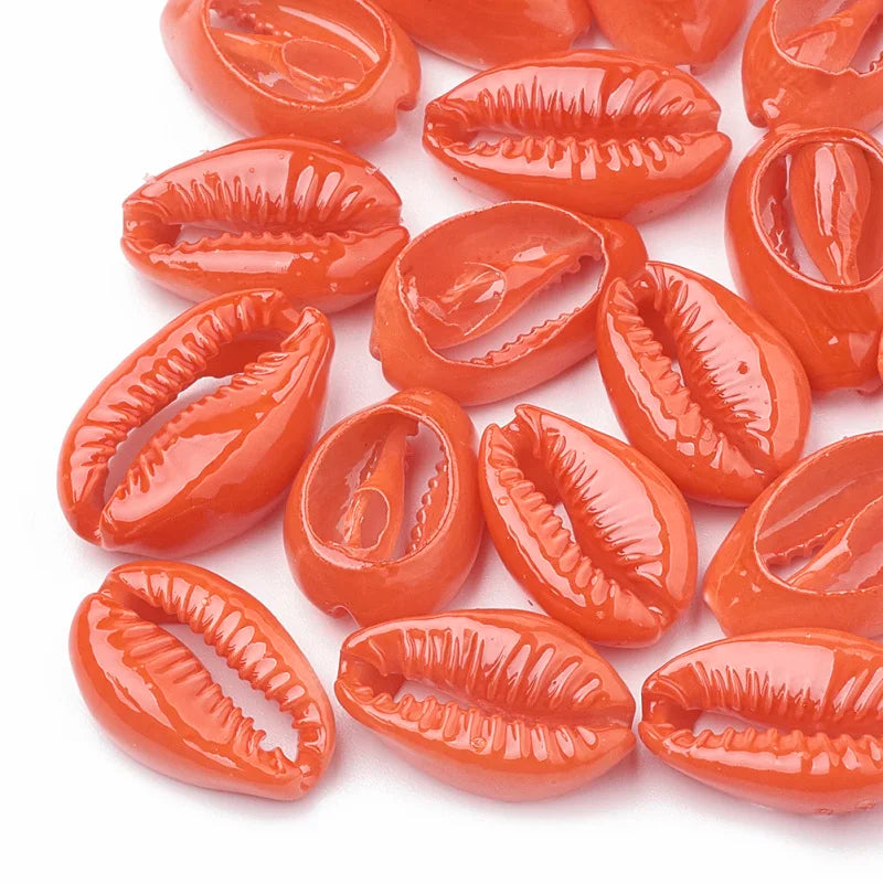 Dyed Cowrie Shell Beads – 20pcs DIY Jewelry Making Craft DIY Craft Beads Qme Orange