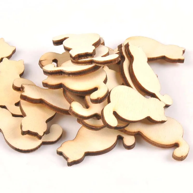 Cat Pattern Wood Slice Ornaments – DIY Scrapbook Crafts DIY Wood Craft Slices Qme 23x35mm