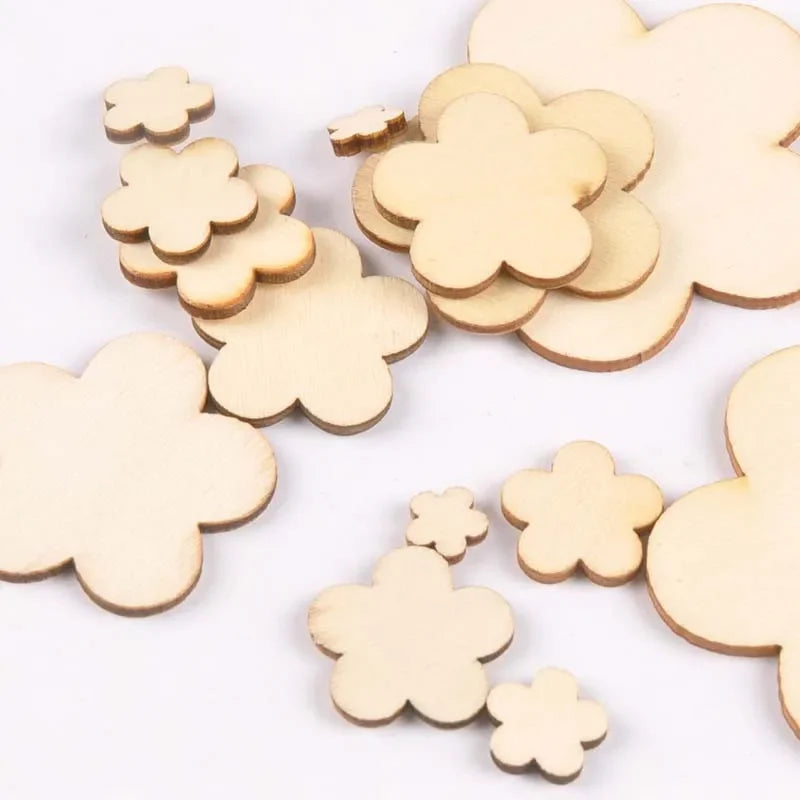 Mixed Flower Wood Slices – DIY Craft Ornaments 10–80mm Wood Craft Slices Qme