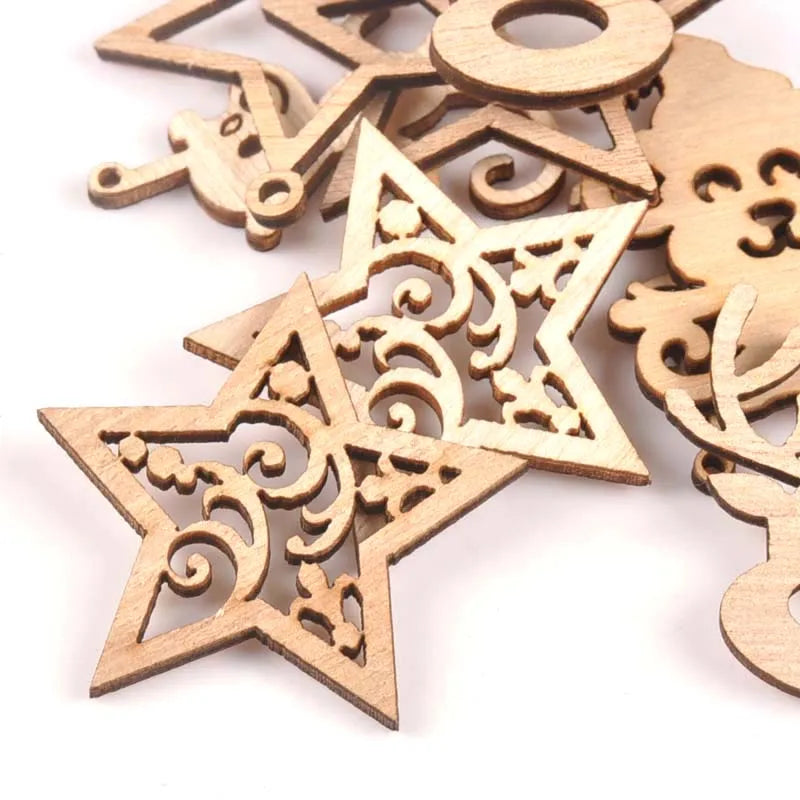 Wooden Christmas Ornaments – Reindeer Star Monkey Mix 10pcs Wooden Christmas Ornaments Qme