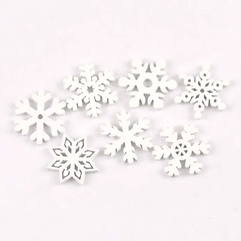 White Snowflake Wood Slices 50pcs – DIY Crafts & Decor DIY Wood Craft Slices Qme