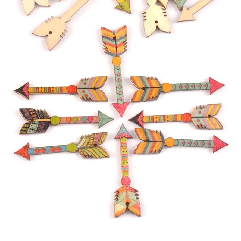 Mixed Arrow Wood Slices DIY Scrapbook Craft Ornaments 25pcs Wood Craft Embellishments Qme