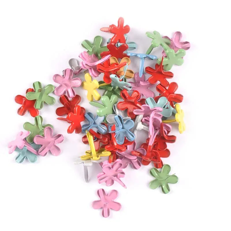 Mix Flower Brads for Scrapbooking & Paper Crafts – 50pcs Craft Brads Qme