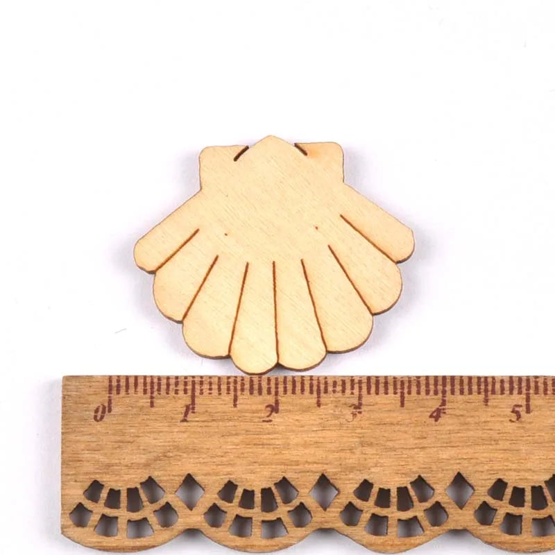 Seashell Starfish Wood Craft Shapes 20pcs | DIY Décor Wood Craft Shapes Qme