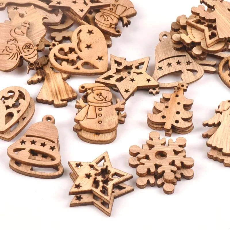 Wooden Christmas Tree Ornaments – Snow Angel & Star Pendants Christmas Ornaments Qme