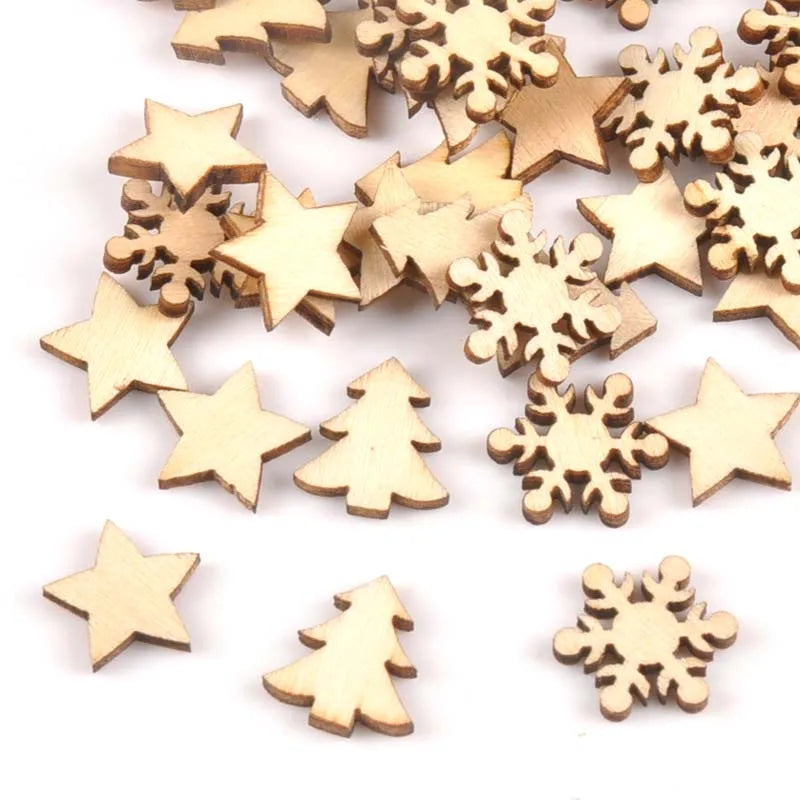 Wooden Scrapbooking Shapes – Stars, Snowflakes & Pine Trees Wooden Craft Shapes Qme Default Title