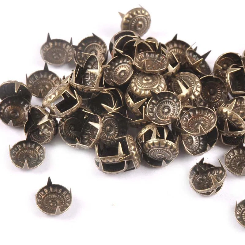 Bronze Iron Stud Spikes Brads 100pcs – Clothes & Scrapbook Embellishment Craft Embellishments Qme