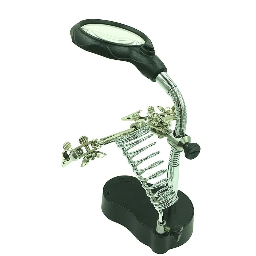 Soldering Iron Stand with Magnifying Glass & Helping Hand Clamp Soldering Station Stand Qme