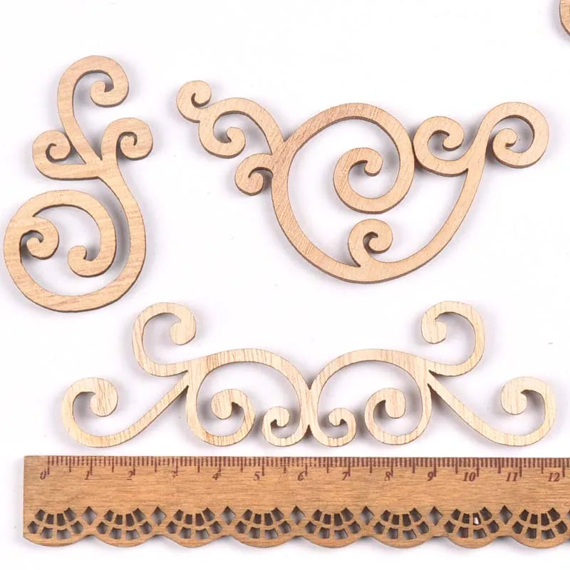 Flower Pattern Wood Slices – DIY Crafts & Scrapbooking (8 pcs) Wood Craft Embellishments Qme