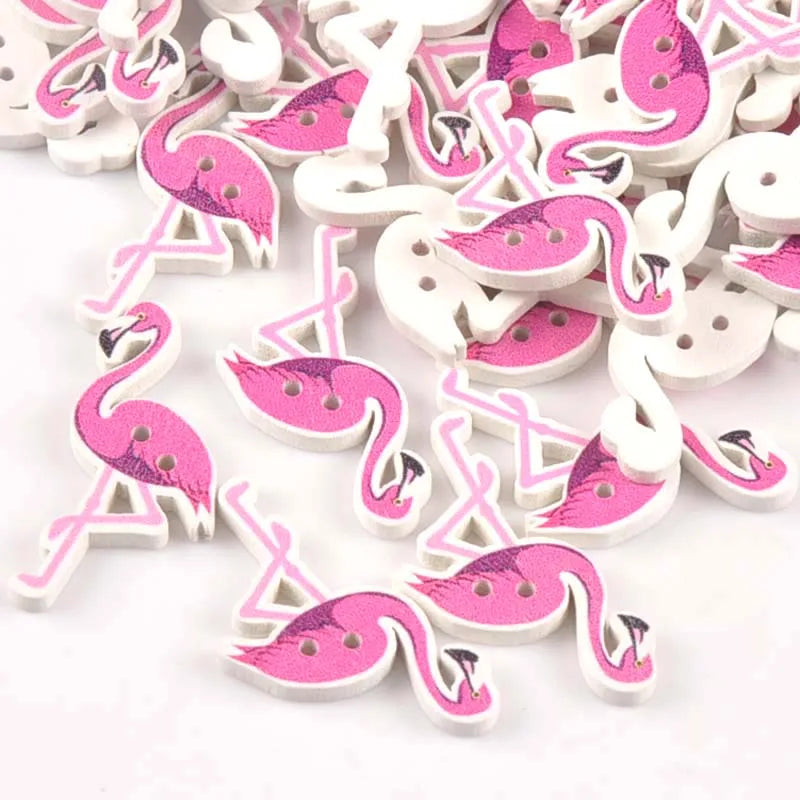 Flamingo Wooden Buttons 36x20mm | 50pcs DIY Craft & Sewing Wooden Craft Buttons Qme Default Title
