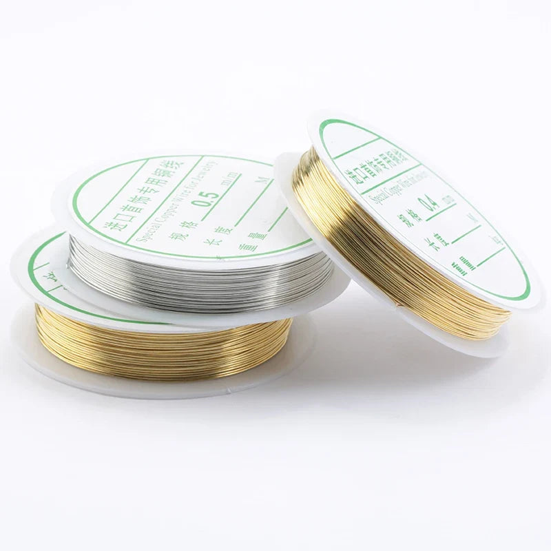 Gold & Silver Plated Copper Beading Wire 0.2–1mm | 16 Colors Jewelry Beading Wire Qme