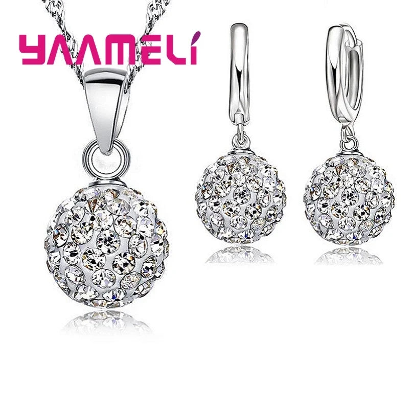 925 Sterling Silver Bridal Jewelry Set – CZ Necklace & Earrings Bridal Jewelry Set Qme