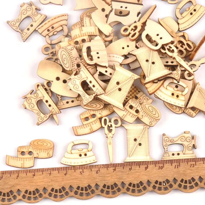 Natural Wood Craft Ornaments for DIY Scrapbooking & Sewing Wooden Craft Embellishments Qme