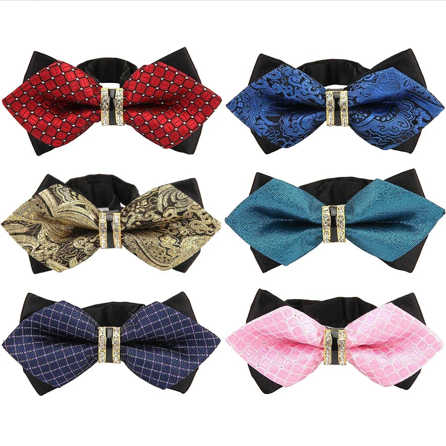 Men's Colourful Plaid Cravat Bow Tie – Groom Wedding Accessory Cravat Bow Tie Qme