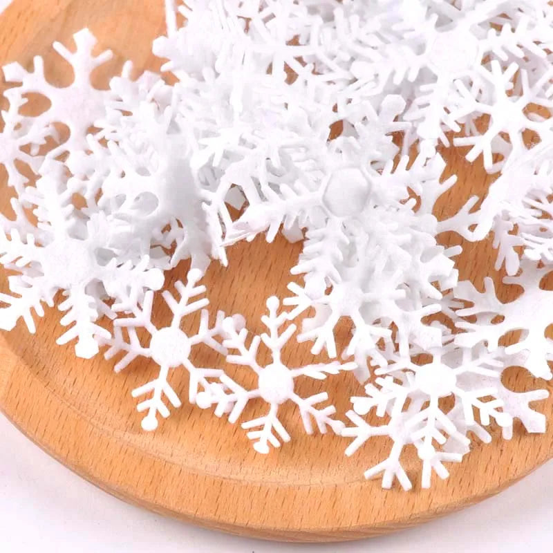 White Fake Snowflakes 100pcs – Christmas & Wedding DIY Decor Craft Decorations Qme
