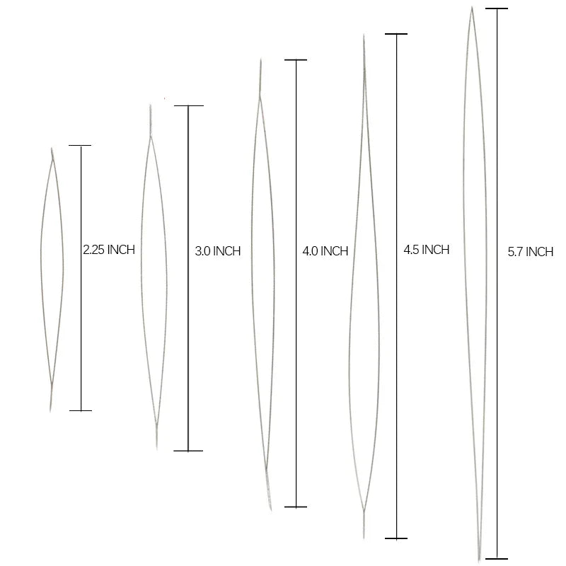 Big Eye Beading Needles Set – 5 Curved Spring Steel Sizes Beading Needles Set Qme Mixed(1 for each)