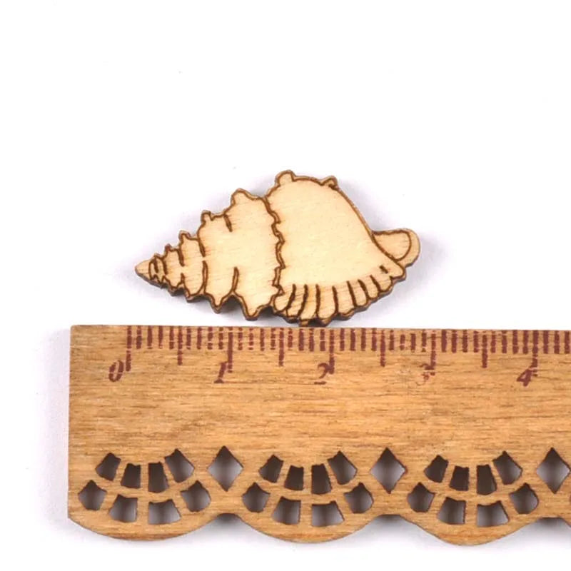 Seashell Starfish Wood Craft Shapes 20pcs | DIY Décor Wood Craft Shapes Qme 9