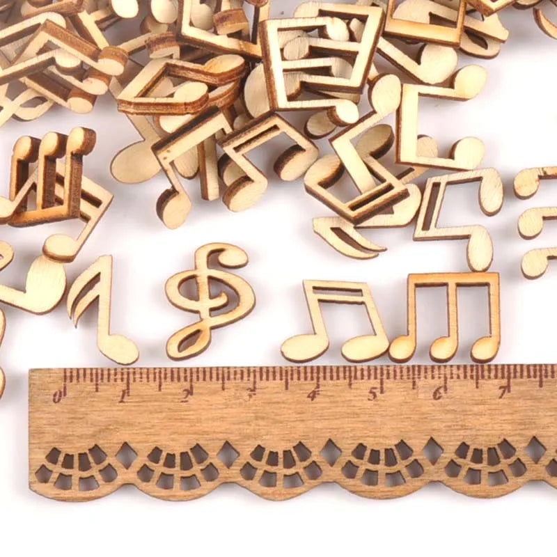 Mini Music Note Wooden Craft Ornaments for Scrapbooking – 50pcs Wooden Craft Embellishments Qme