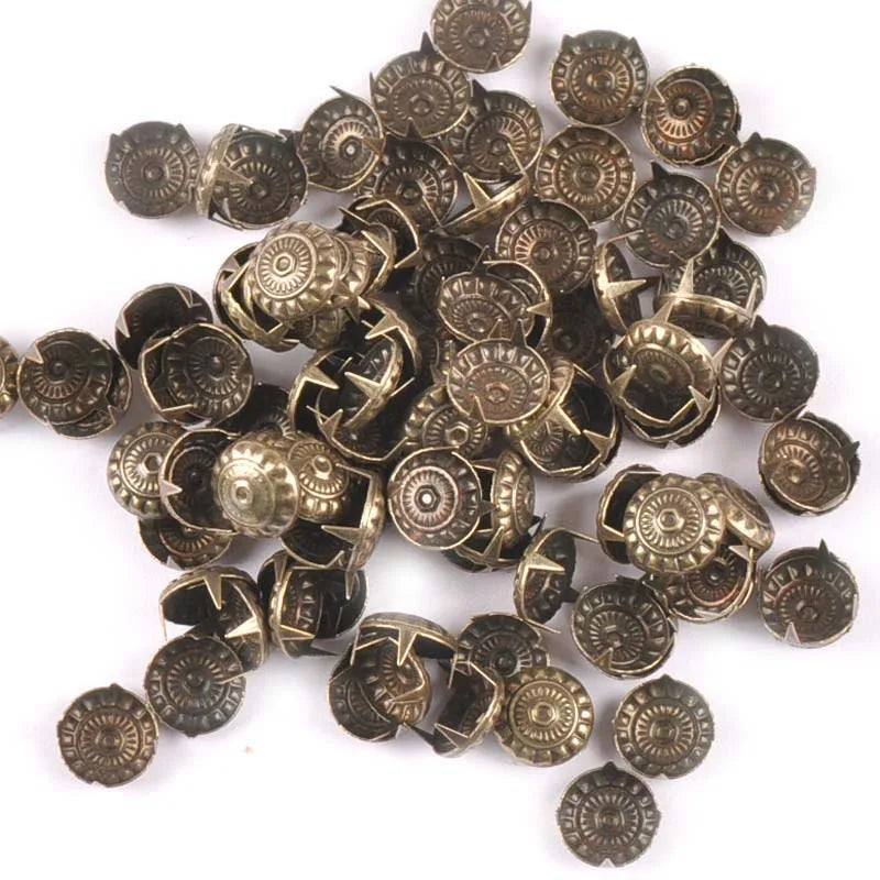 Bronze Iron Stud Spikes Brads 100pcs – Clothes & Scrapbook Embellishment Craft Embellishments Qme