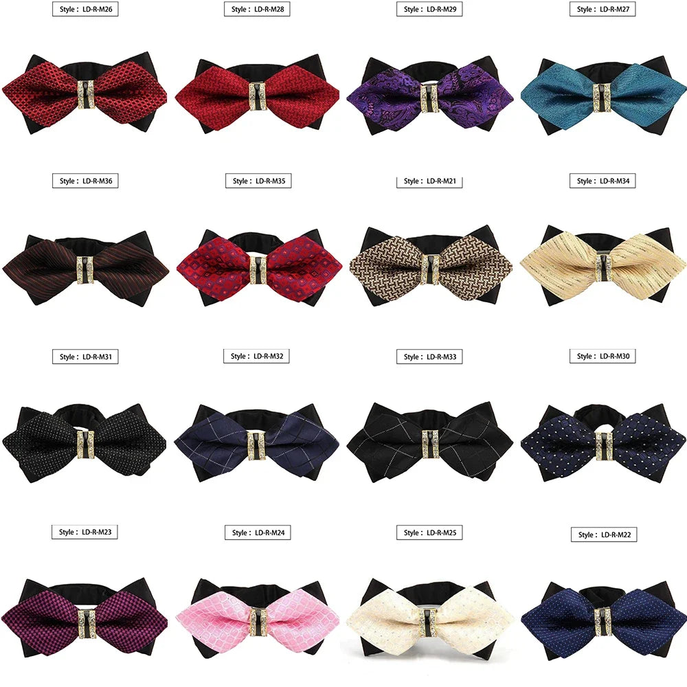 Men's Colourful Plaid Cravat Bow Tie – Groom Wedding Accessory Cravat Bow Tie Qme