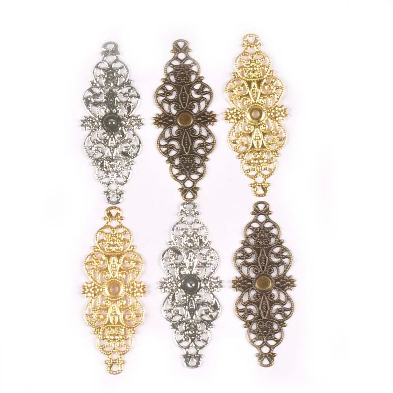 Antique Metal Filigree Wrap Connectors 62x24mm – 10pcs DIY Filigree Craft Connectors Qme mix