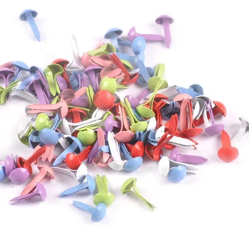 Mixed Round Metal Brads for Scrapbooking & DIY Crafts – 100pcs Craft Brad Fasteners Qme