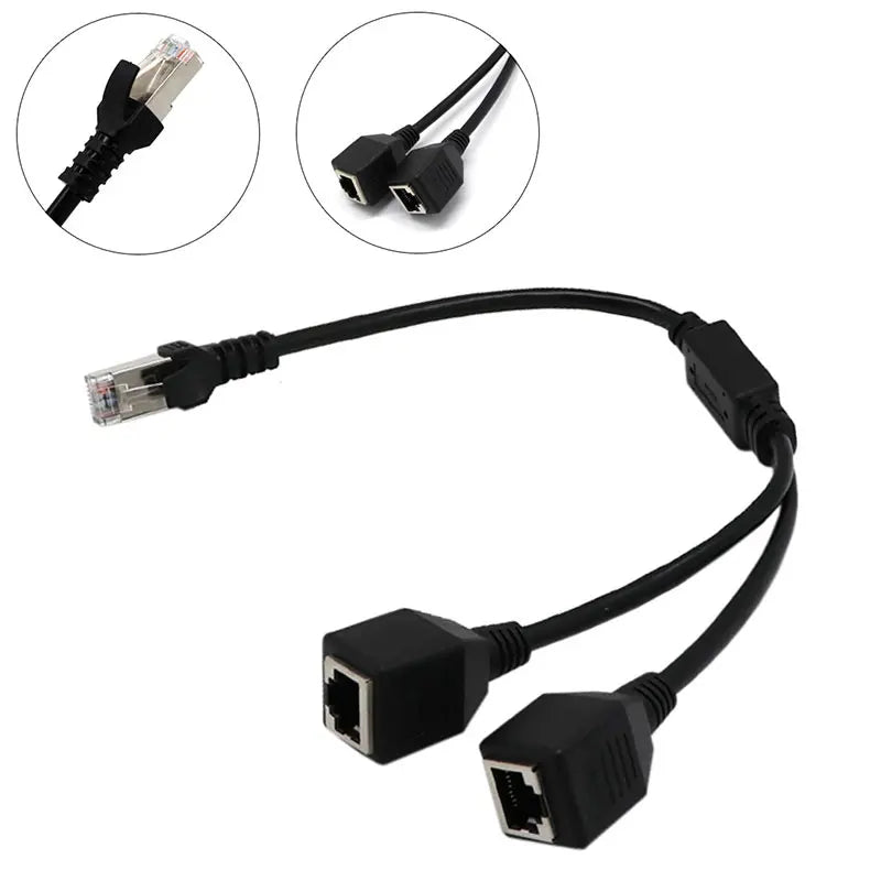 RJ45 Ethernet Y Splitter Cable 1 to 2 Port CAT5 CAT6 Adapter Ethernet Splitter Adapter Qme
