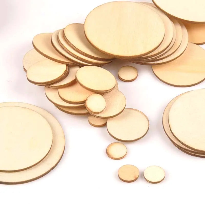 Mixed Round Wooden Discs for Scrapbooking & DIY Crafts Wooden Craft Discs Qme