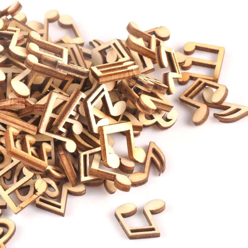 Mini Music Note Wooden Craft Ornaments for Scrapbooking – 50pcs Wooden Craft Embellishments Qme