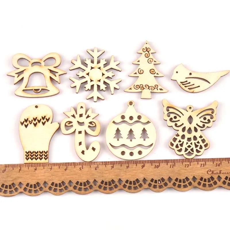 Mixed Christmas Wooden Scrapbooking Decorations 25pcs Craft Embellishments Qme