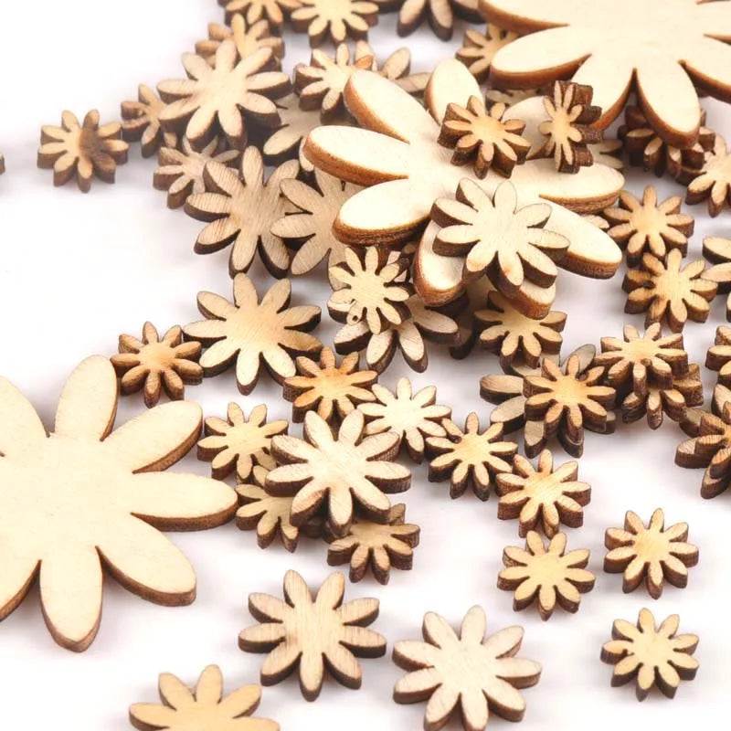 Mixed Flower Wood Slices 50pcs – DIY Crafts & Scrapbooking Wood Craft Slices Qme